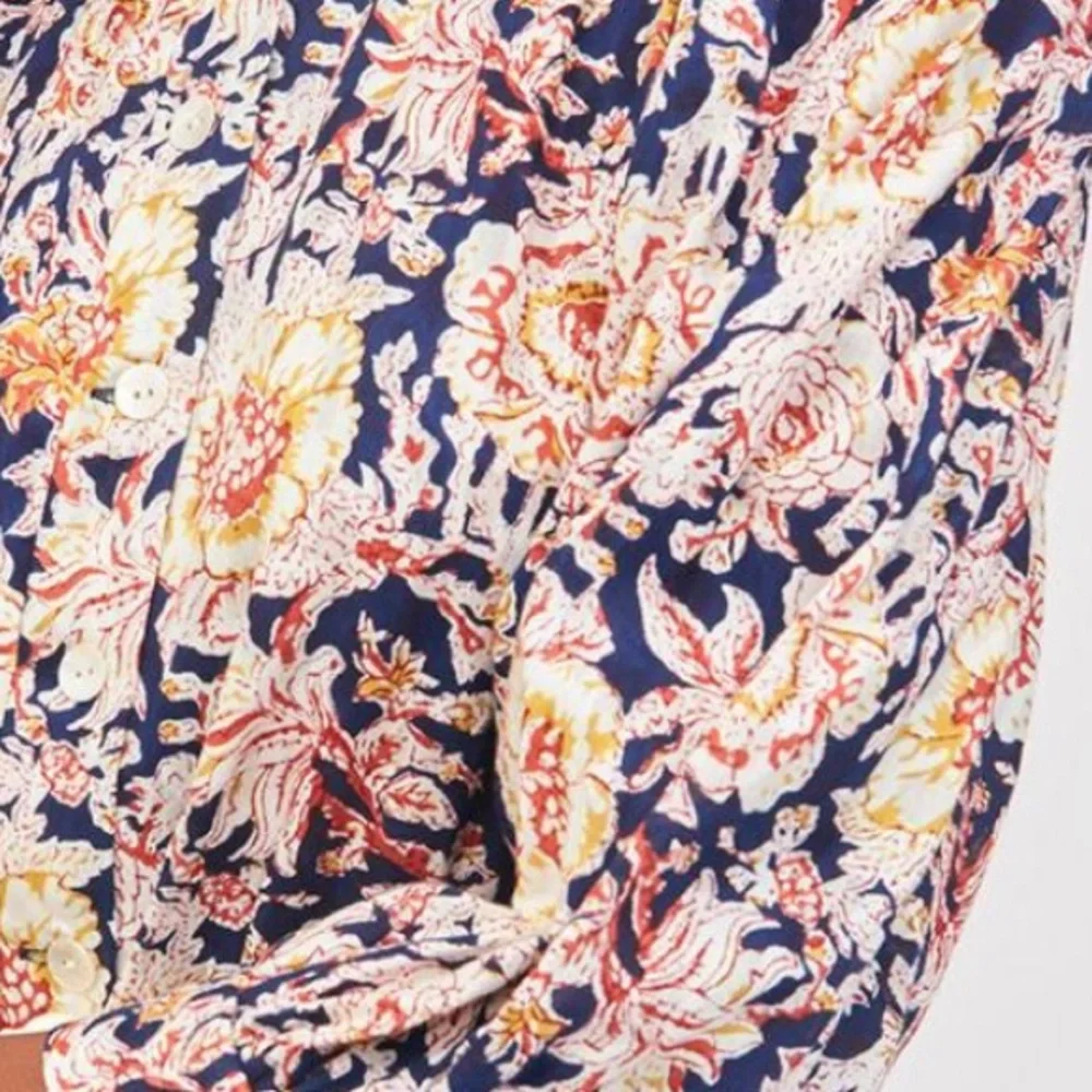 Anthropologie Antik Batik Cotton Puff Sleeve Button Up Gauzy Dress Medium - Picture 2 of 4
